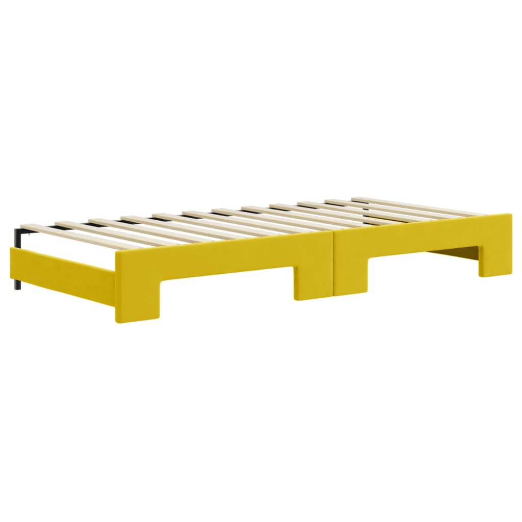 Lit de jour avec lit gigogne jaune 90x200 cm velours - XIOS