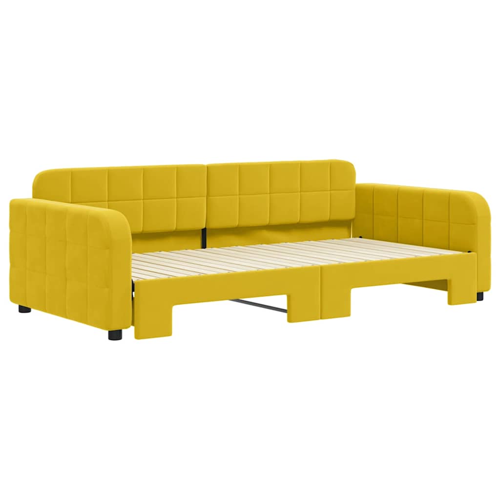 Lit de jour avec lit gigogne jaune 100x200 cm velours