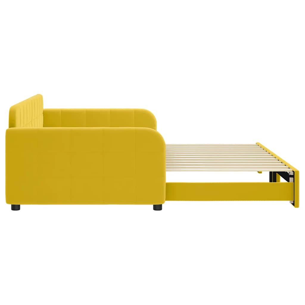 Lit de jour avec lit gigogne jaune 100x200 cm velours