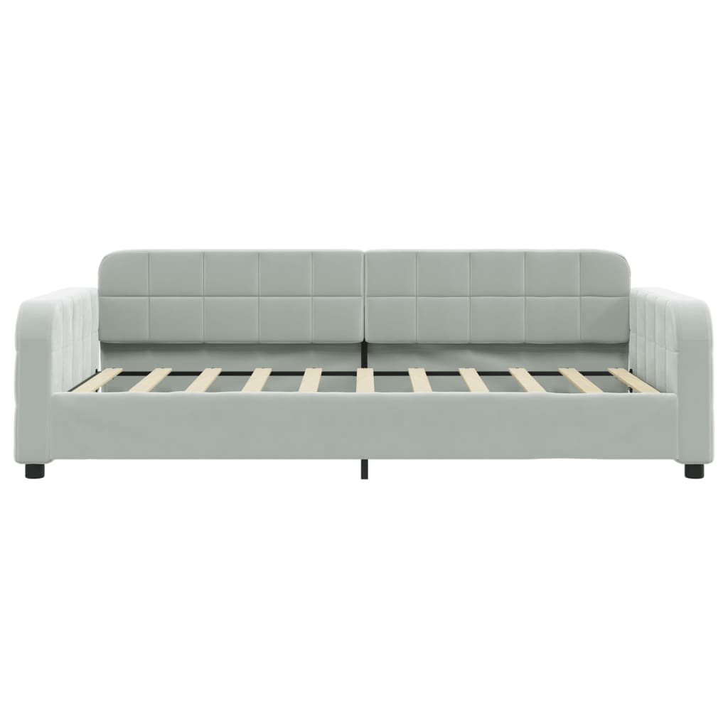 Lit de jour avec lit gigogne gris clair 90x190 cm velours