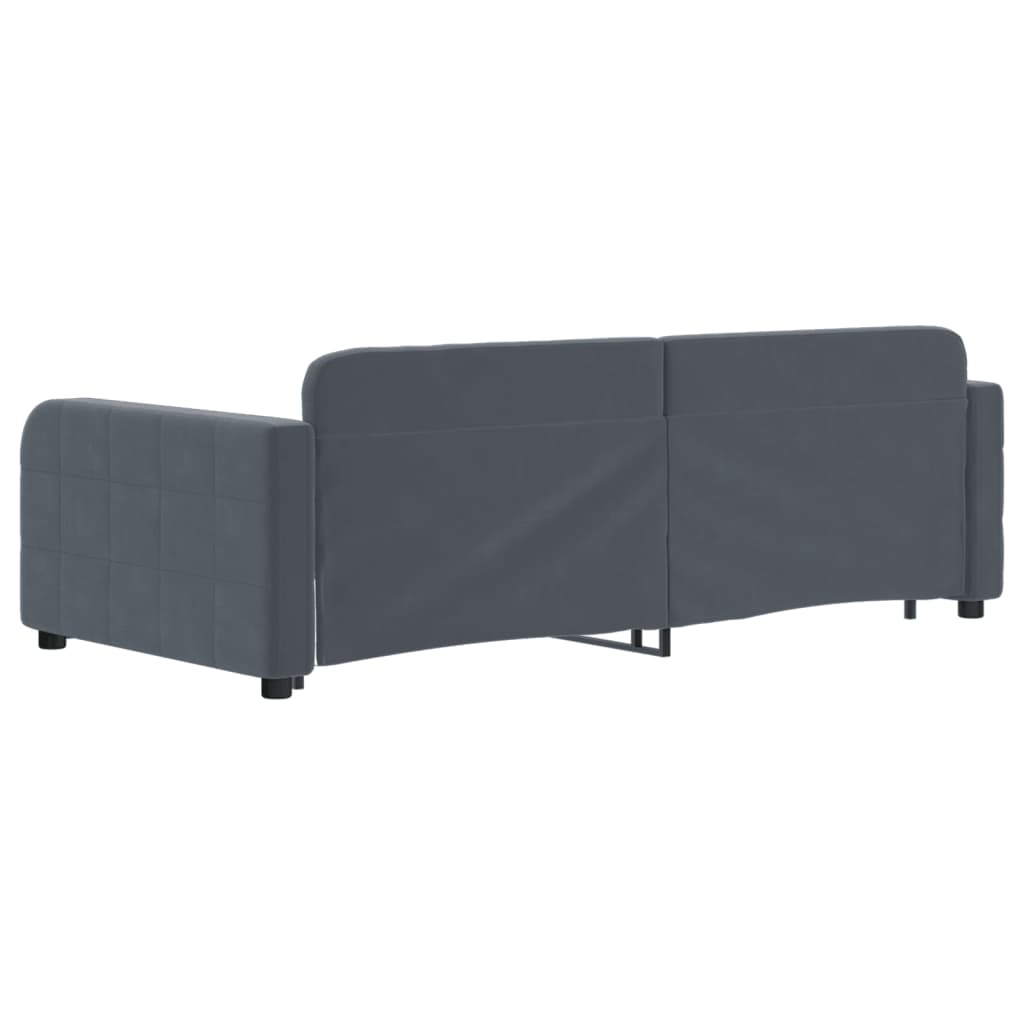 Lit de jour avec gigogne sans matelas gris foncé 90x190 cm
