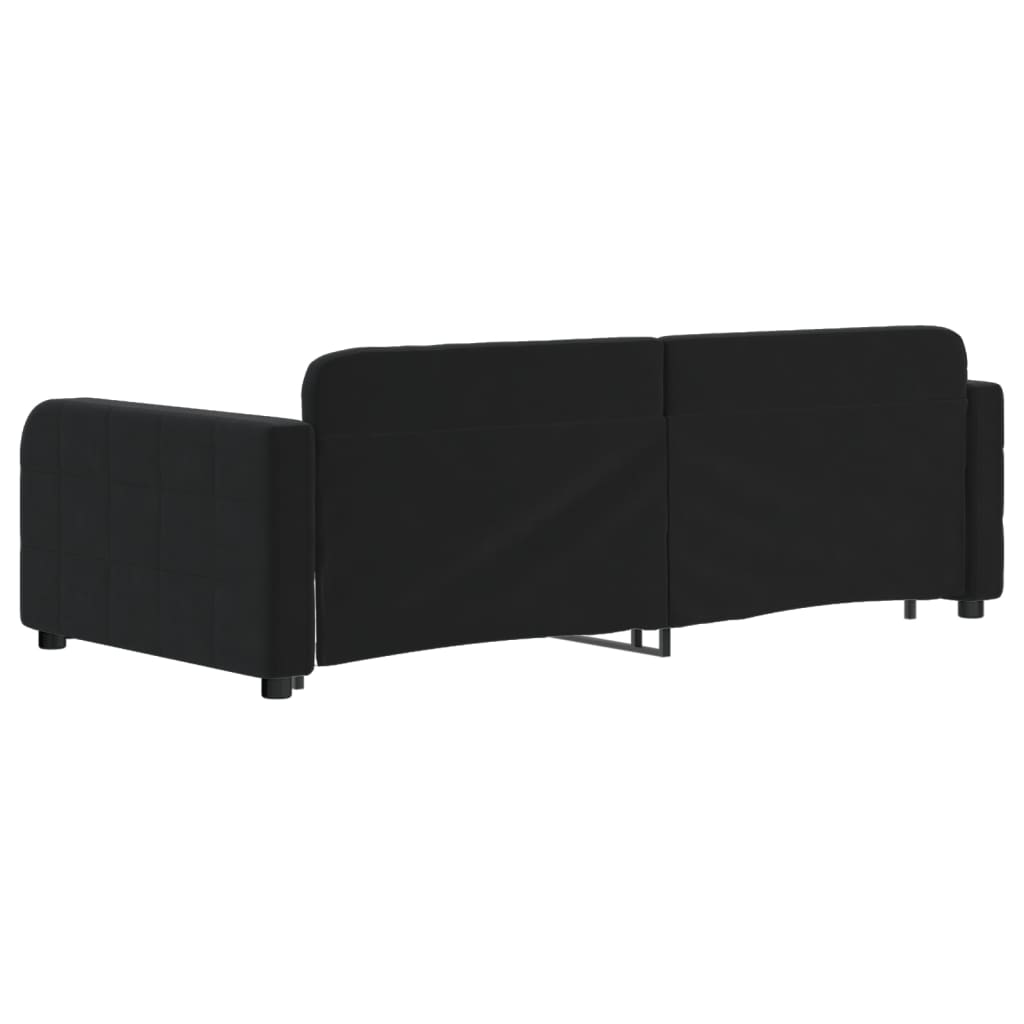 Lit de jour avec lit gigogne noir 90x190 cm velours