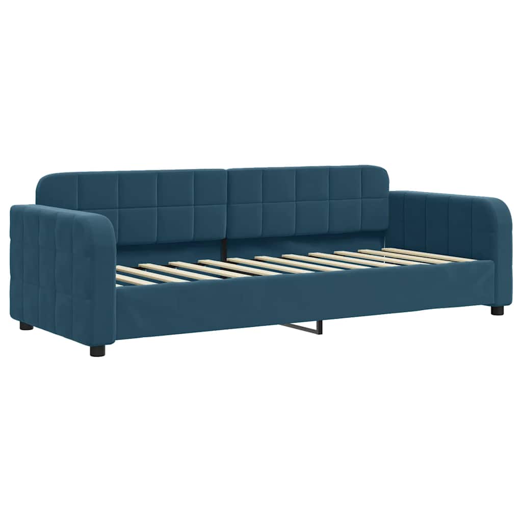 Lit de jour avec lit gigogne et matelas bleu 80x200 cm velours - XIOS