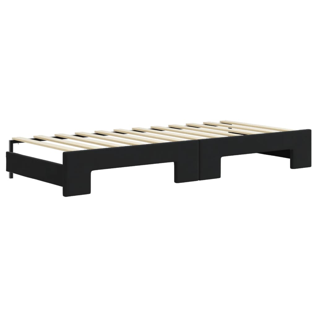 Lit de jour avec lit gigogne et matelas noir 80x200 cm velours - XIOS