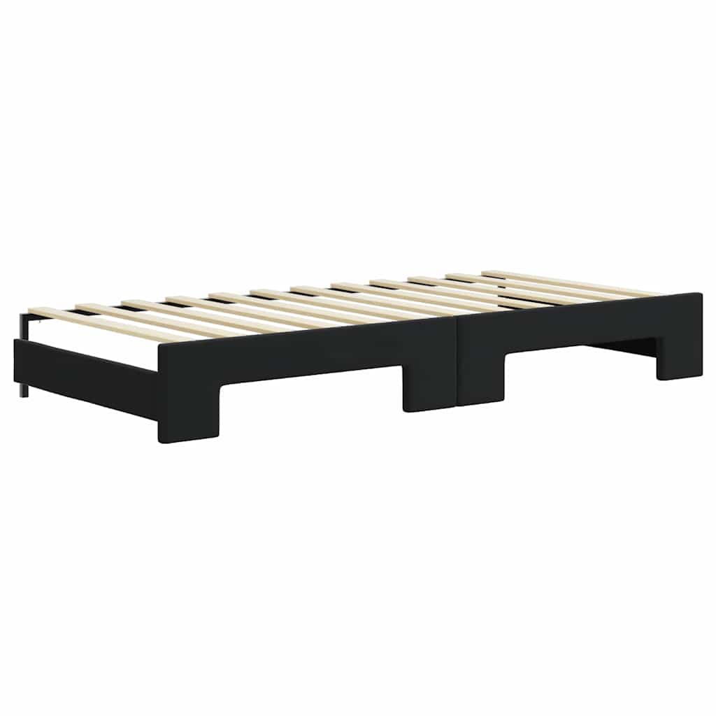 Lit de jour avec gigogne et matelas noir 90x200 cm velours