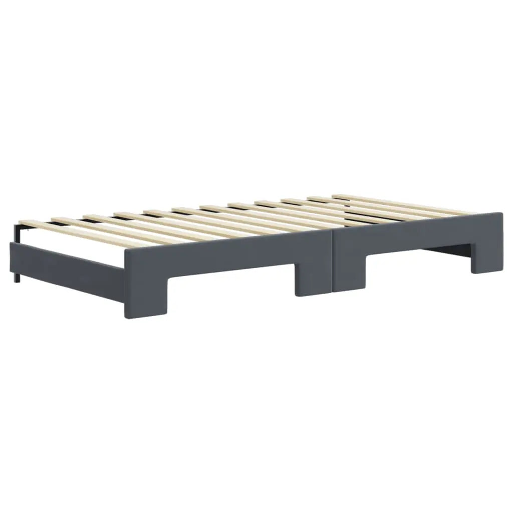 Lit de jour et gigogne et matelas gris foncé 100x200 cm velours - XIOS