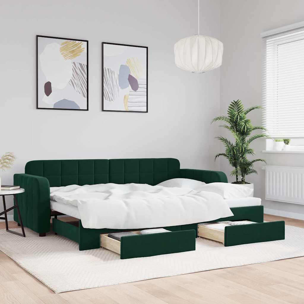Lit de jour avec gigogne et tiroirs sans matelas 80x200 cm