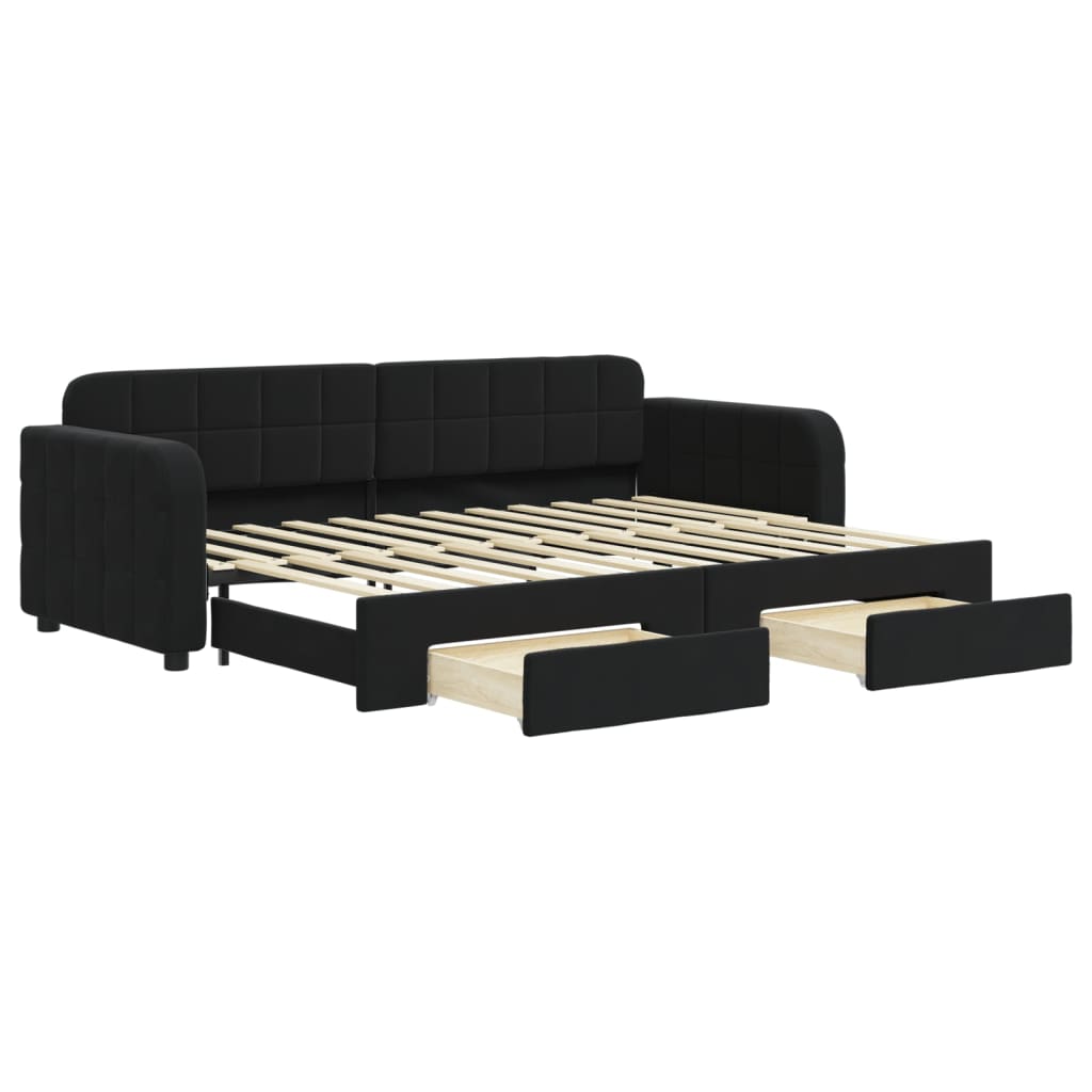 Lit de jour avec gigogne et tiroirs sans matelas noir 80x200 cm - XIOS