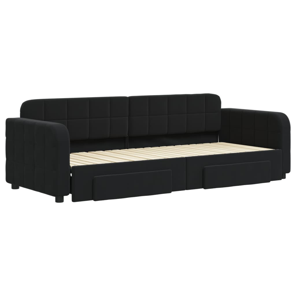 Lit de jour avec gigogne et tiroirs sans matelas noir 80x200 cm - XIOS