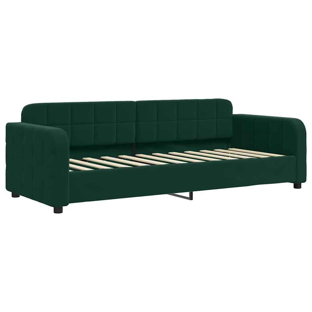Lit de jour avec gigogne et tiroirs vert foncé 80x200cm velours