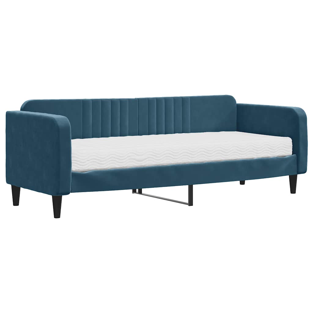 Lit de jour avec matelas bleu 80x200 cm velours - XIOS