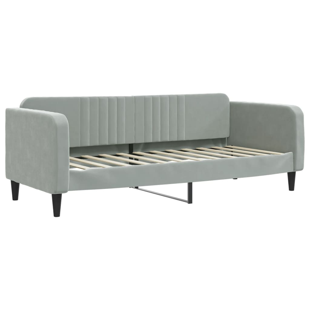 Lit de jour avec matelas gris clair 80x200 cm velours - XIOS