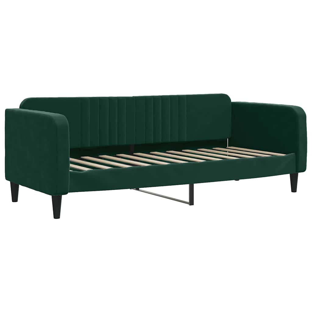 Lit de jour avec matelas vert foncé 80x200 cm velours - XIOS