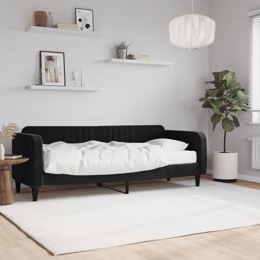 Lit de jour avec matelas noir 80x200 cm velours - XIOS
