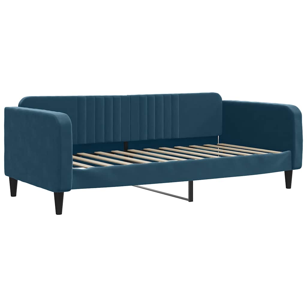 Lit de jour avec matelas bleu 90x200 cm velours - XIOS