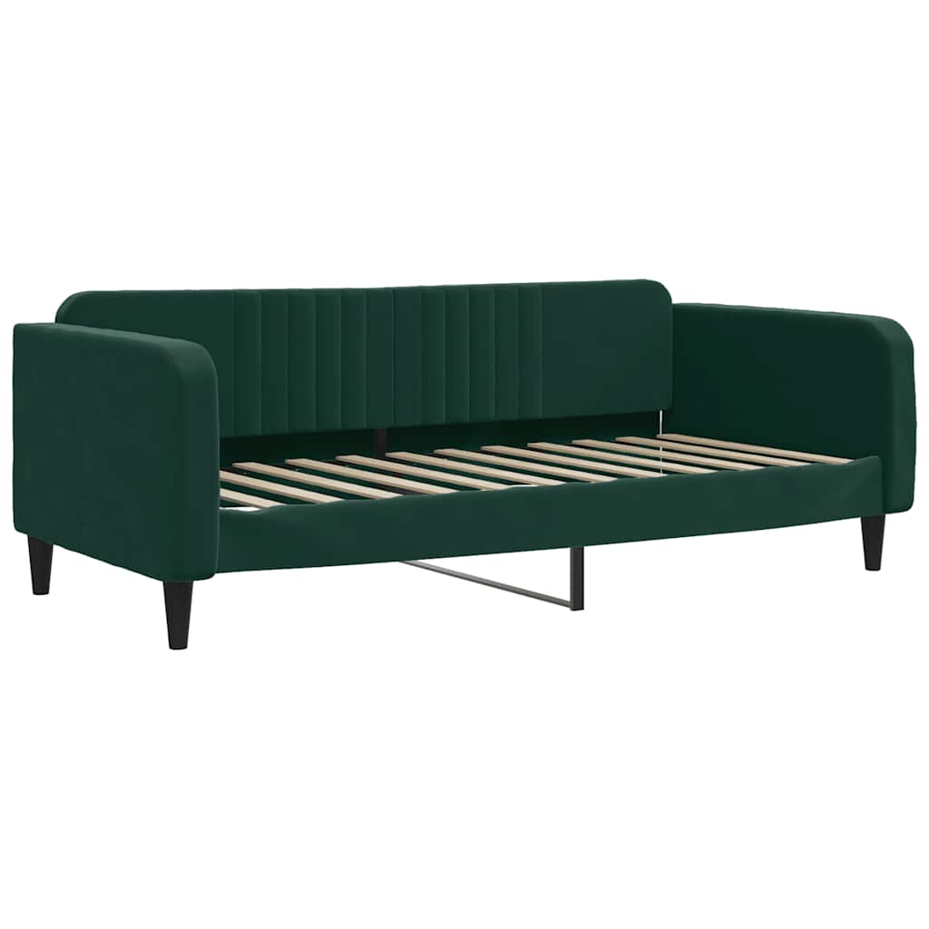 Lit de jour avec matelas vert foncé 90x200 cm velours - XIOS