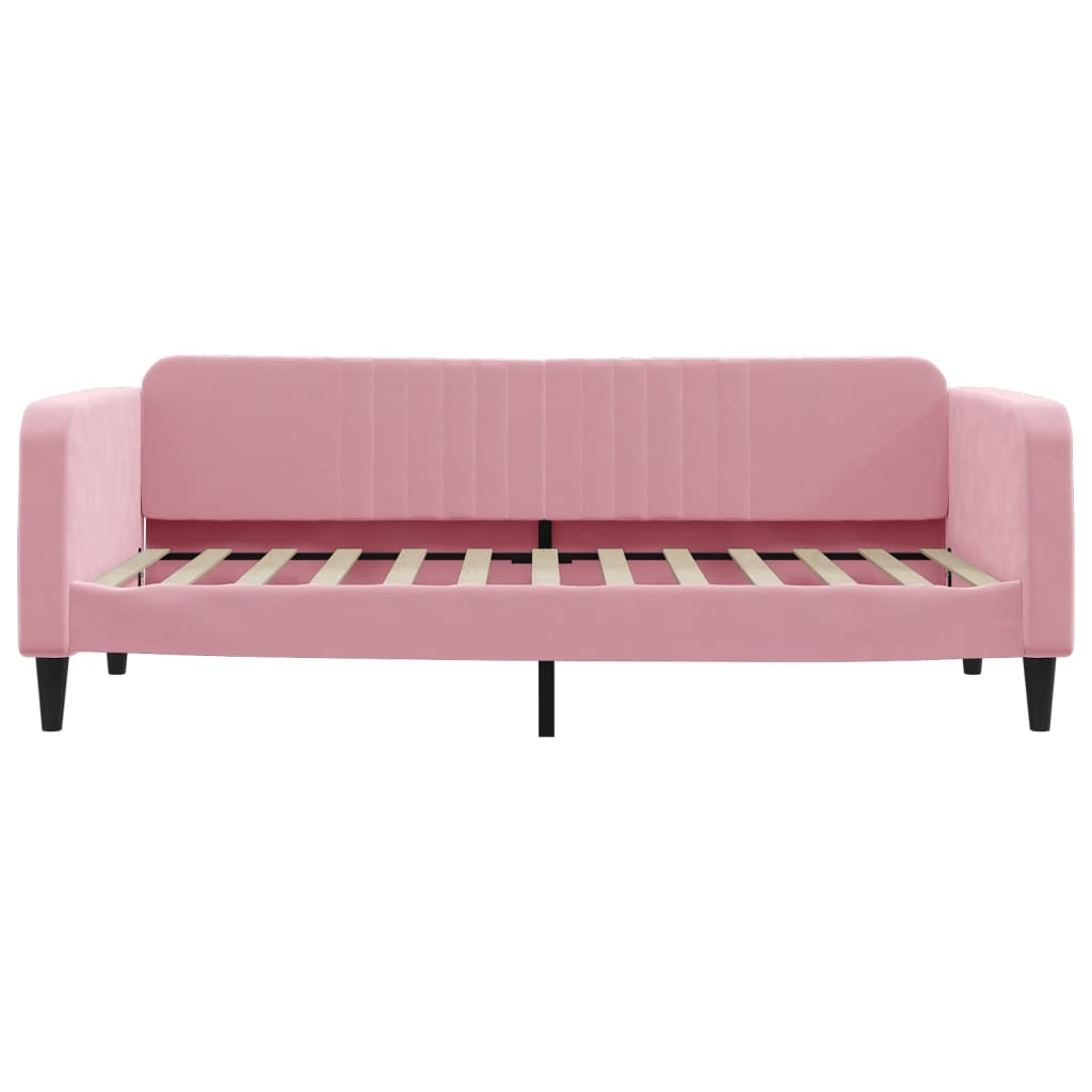 Lit de jour avec matelas rose 90x200 cm velours - XIOS