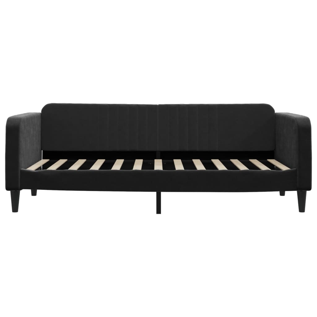 Lit de jour avec matelas noir 90x200 cm velours - XIOS