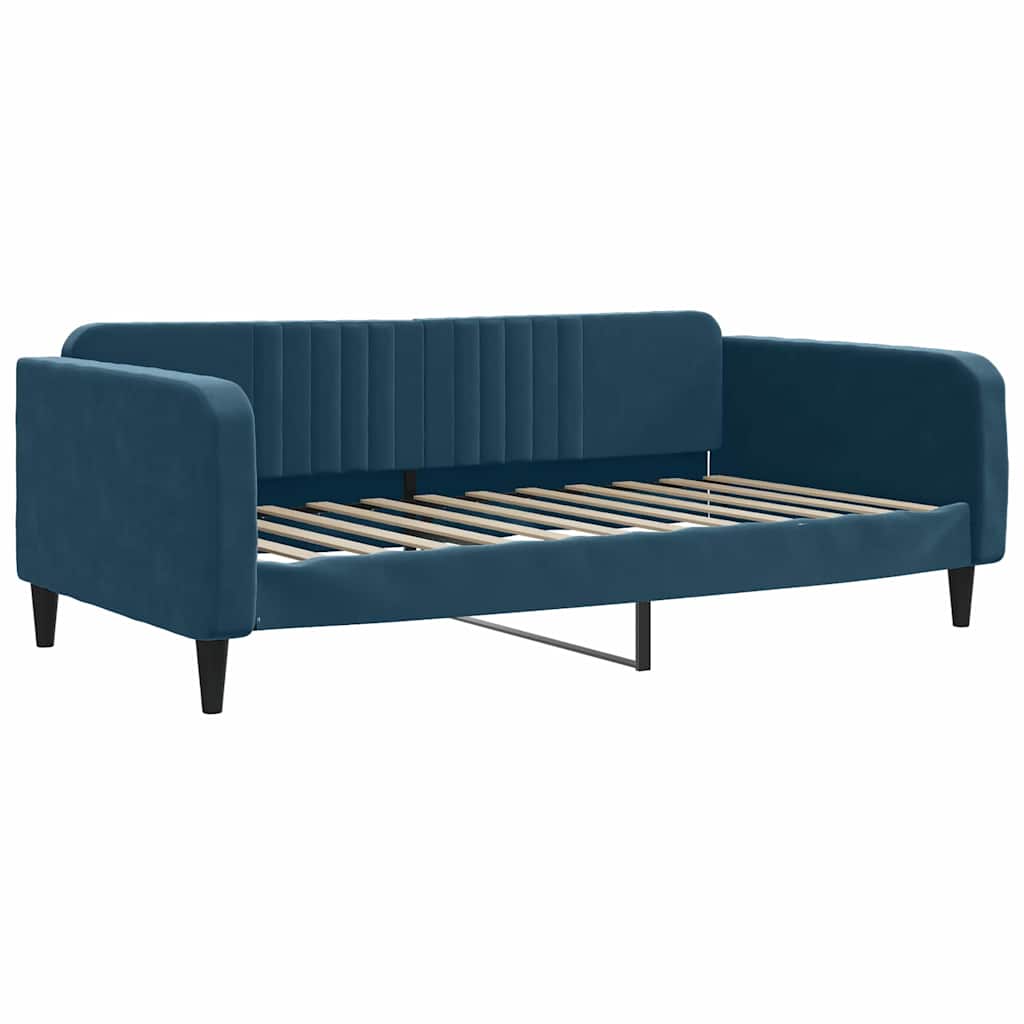 Lit de jour avec matelas bleu 100x200 cm velours - XIOS