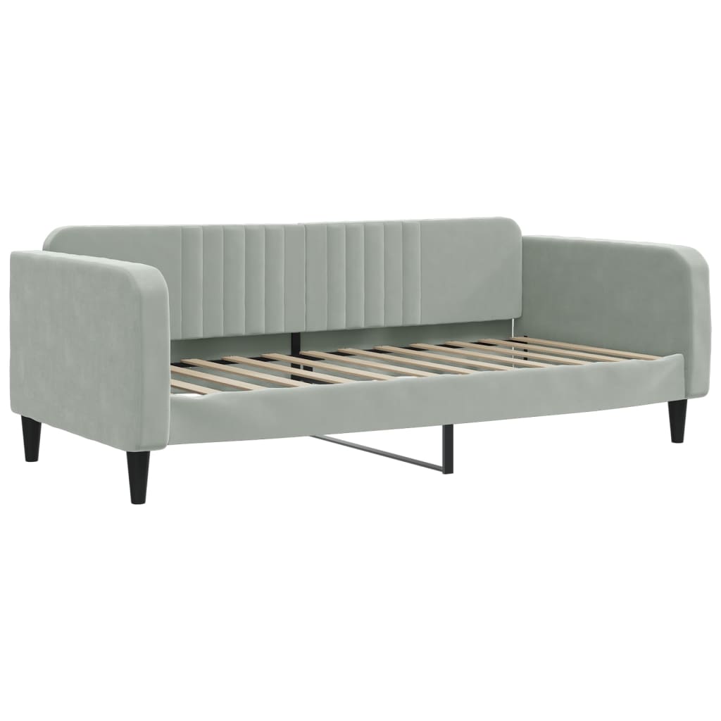 Lit de jour avec matelas gris clair 100x200 cm velours - XIOS