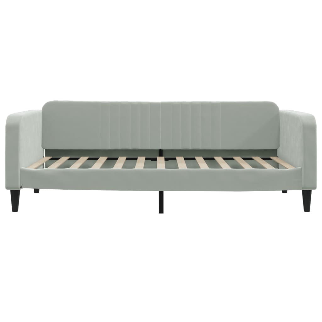 Lit de jour avec matelas gris clair 100x200 cm velours - XIOS