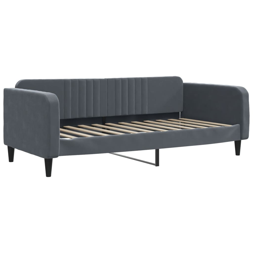Lit de jour avec matelas gris foncé 100x200 cm velours - XIOS