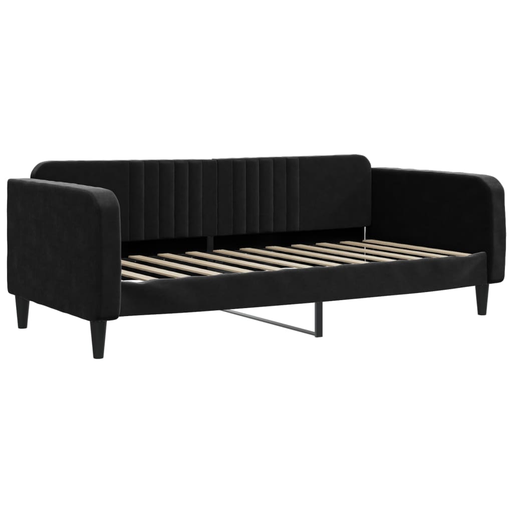 Lit de jour avec matelas noir 100x200 cm velours - XIOS