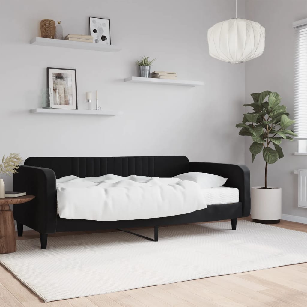 Lit de jour avec matelas noir 100x200 cm velours - XIOS