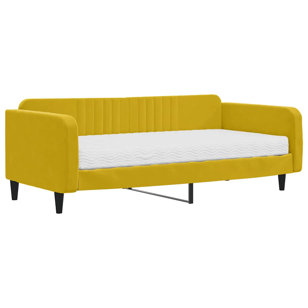 Lit de jour avec matelas jaune 100x200 cm velours - XIOS