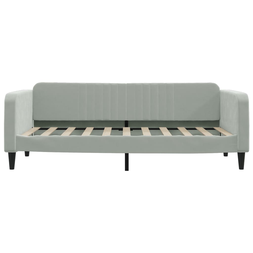 Lit de jour avec matelas gris clair 90x190 cm velours - XIOS