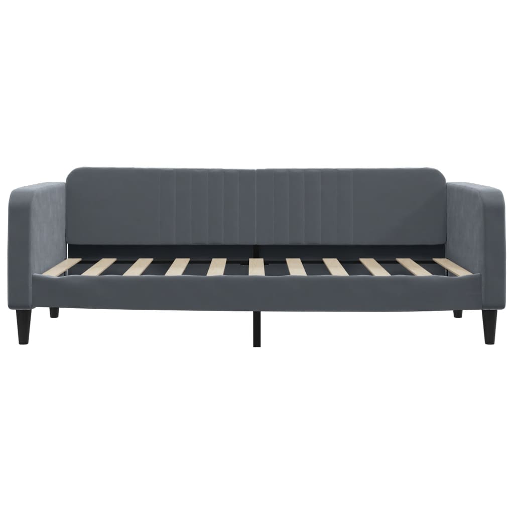 Lit de jour avec matelas gris foncé 90x190 cm velours - XIOS