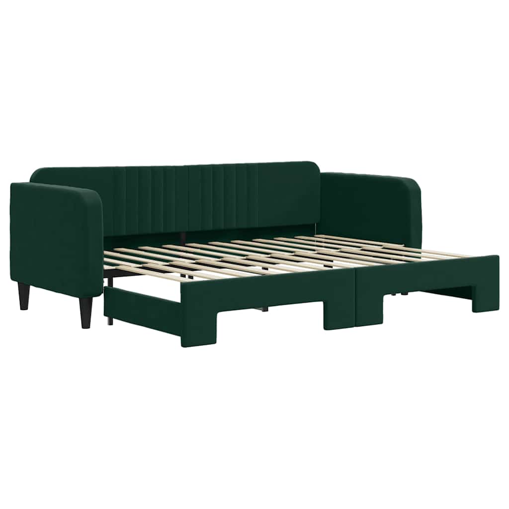 Lit de jour avec gigogne sans matelas vert foncé 80x200 cm