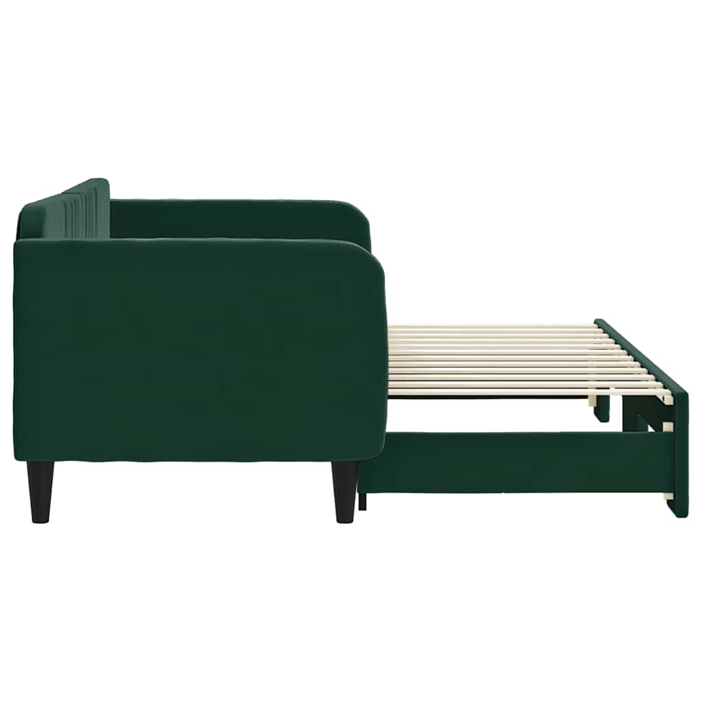 Lit de jour avec gigogne sans matelas vert foncé 80x200 cm