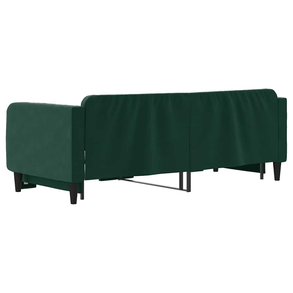 Lit de jour avec gigogne sans matelas vert foncé 80x200 cm