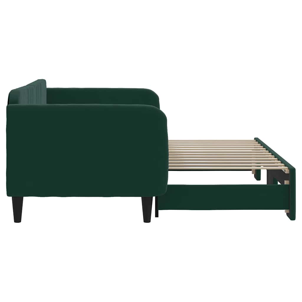 Lit de jour avec gigogne sans matelas vert foncé 90x200 cm