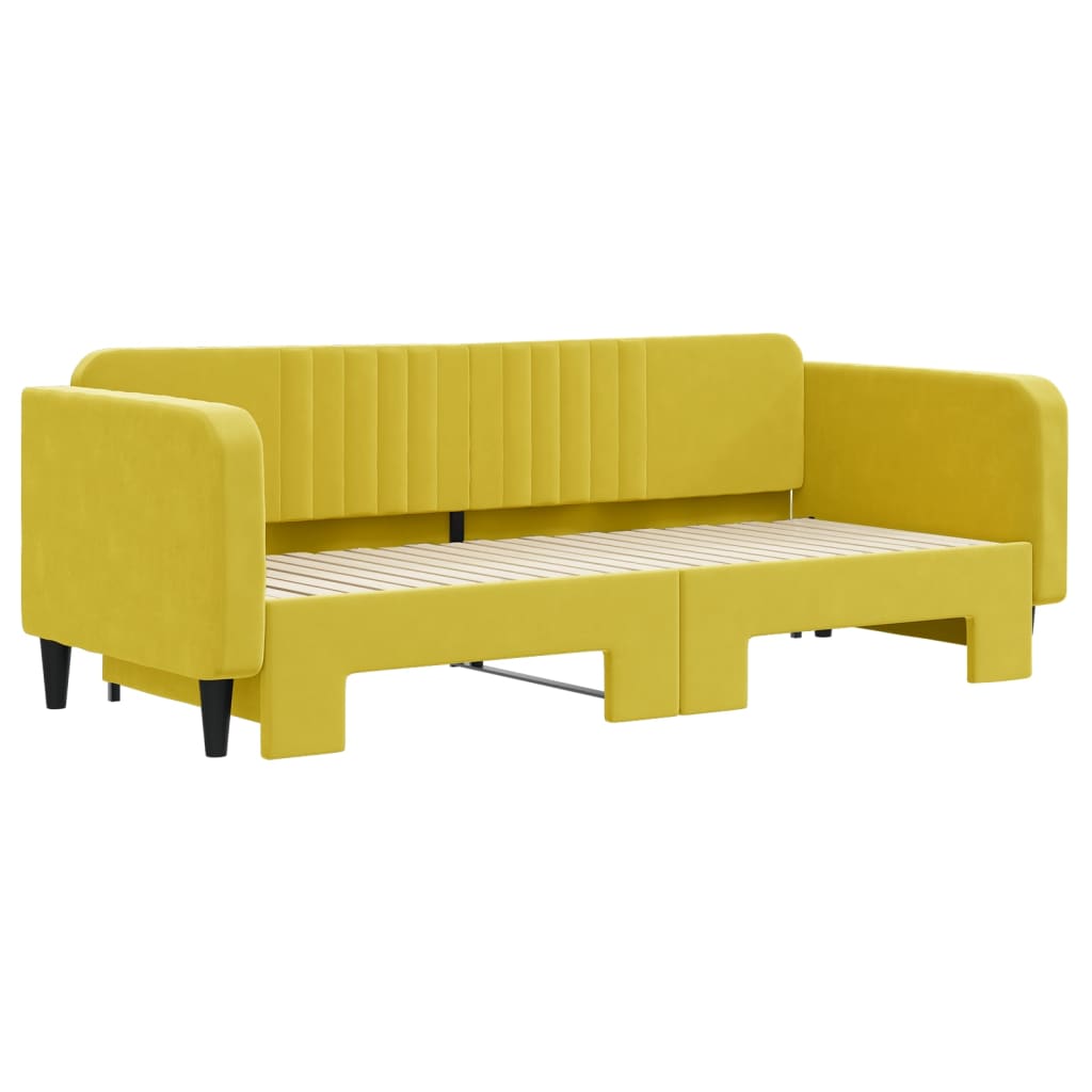 Lit de jour avec lit gigogne jaune 90x200 cm velours - XIOS