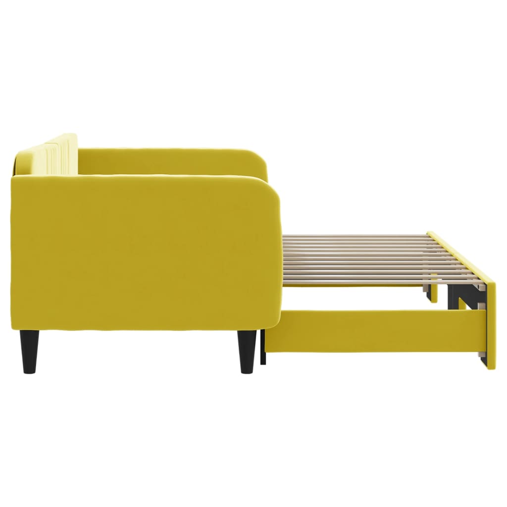 Lit de jour avec lit gigogne jaune 90x200 cm velours - XIOS