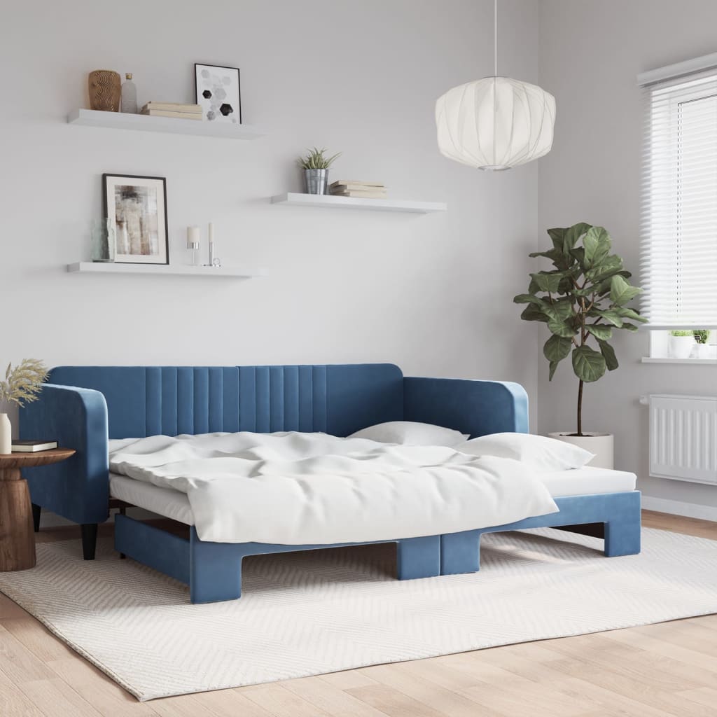 Lit de jour avec gigogne sans matelas bleu 100x200 cm - XIOS