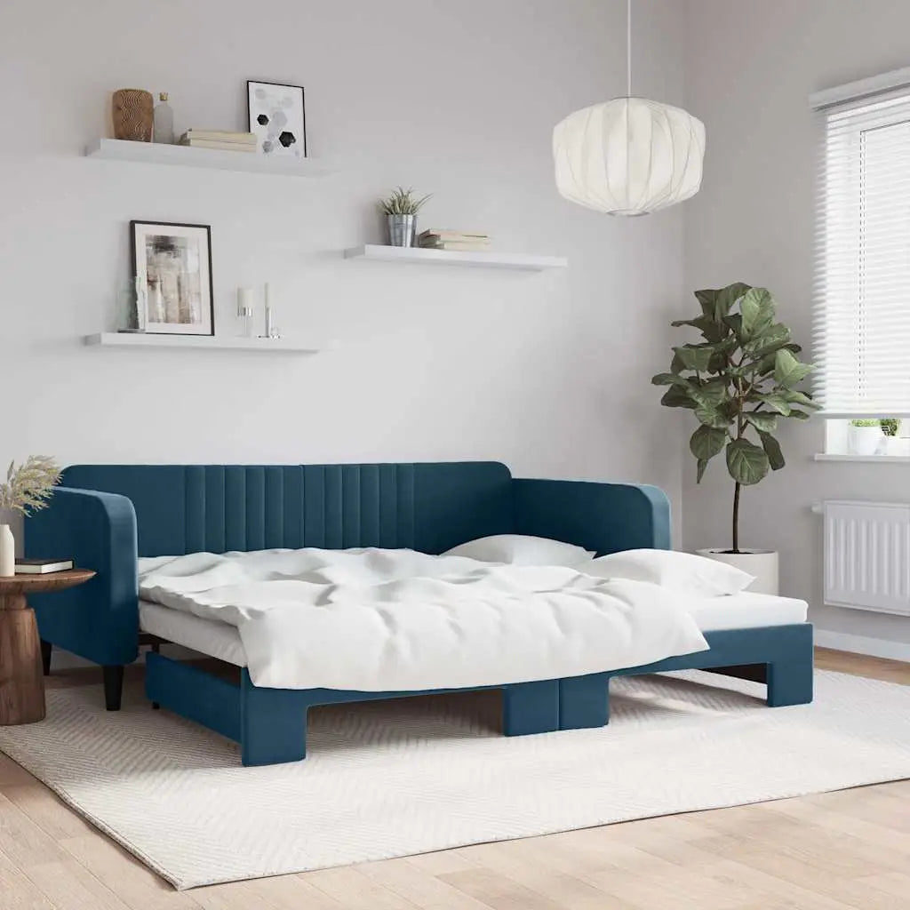 Lit de jour avec gigogne sans matelas bleu 100x200 cm - XIOS