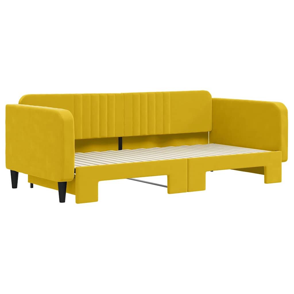 Lit de jour avec lit gigogne jaune 100x200 cm velours