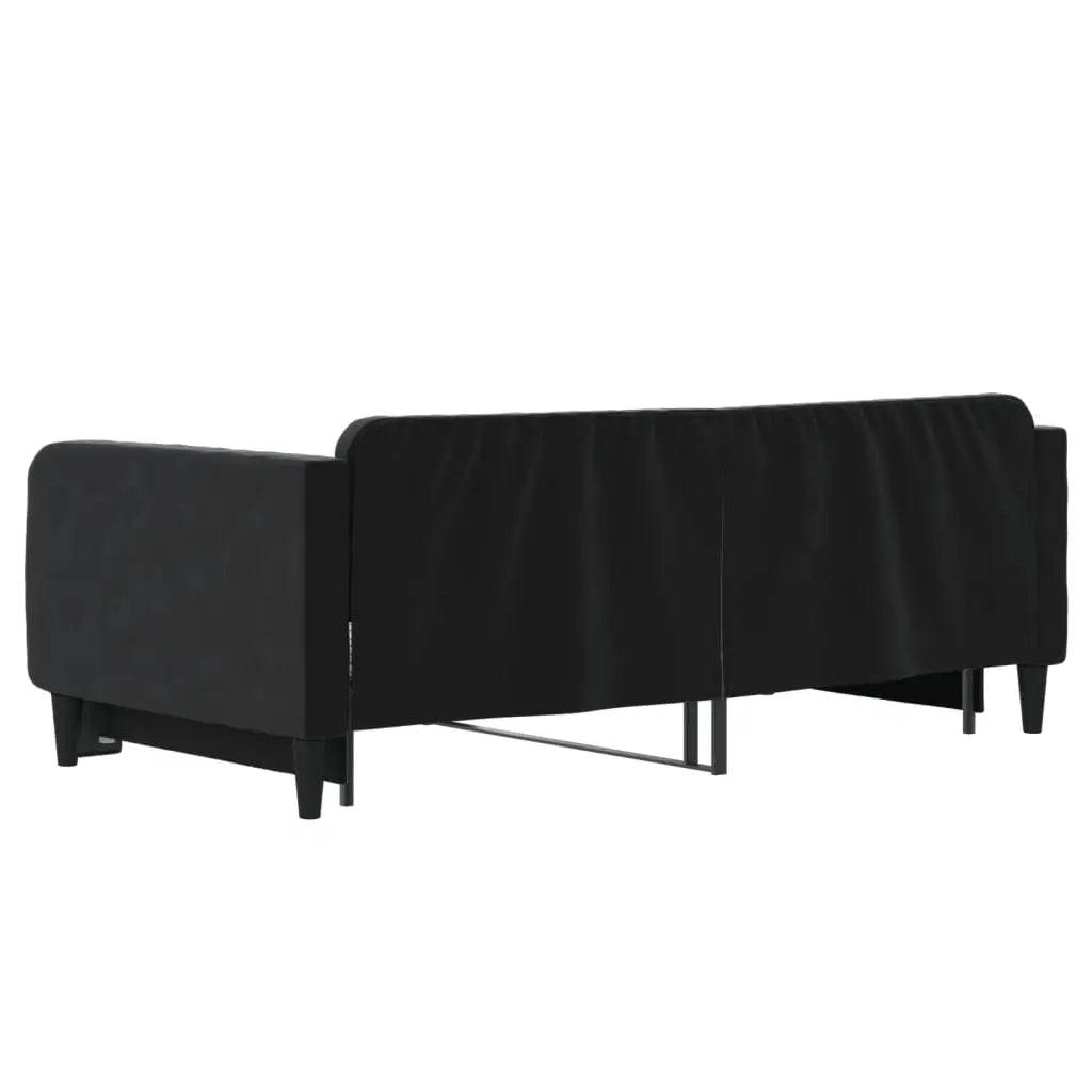 Lit de jour avec lit gigogne noir 90x190 cm velours - XIOS