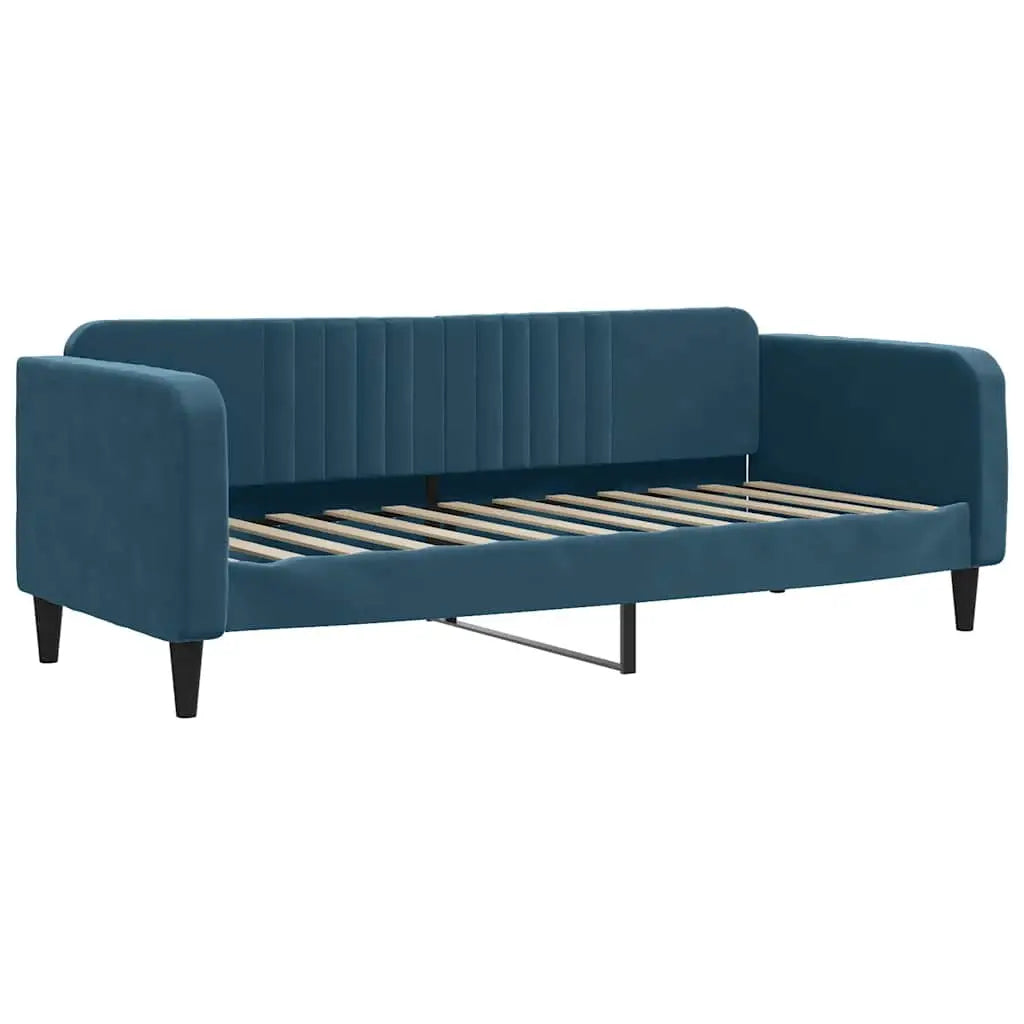 Lit de jour avec lit gigogne et matelas bleu 80x200 cm velours - XIOS