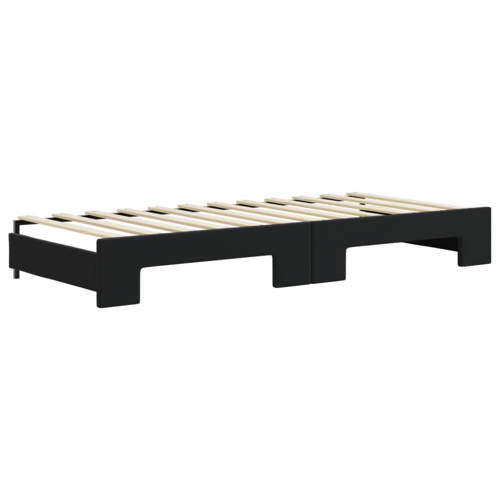 Lit de jour avec lit gigogne et matelas noir 80x200 cm velours - XIOS