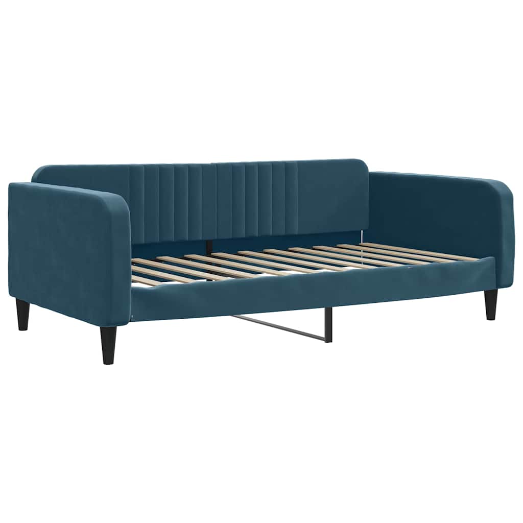 Lit de jour avec lit gigogne et matelas bleu 100x200 cm velours - XIOS
