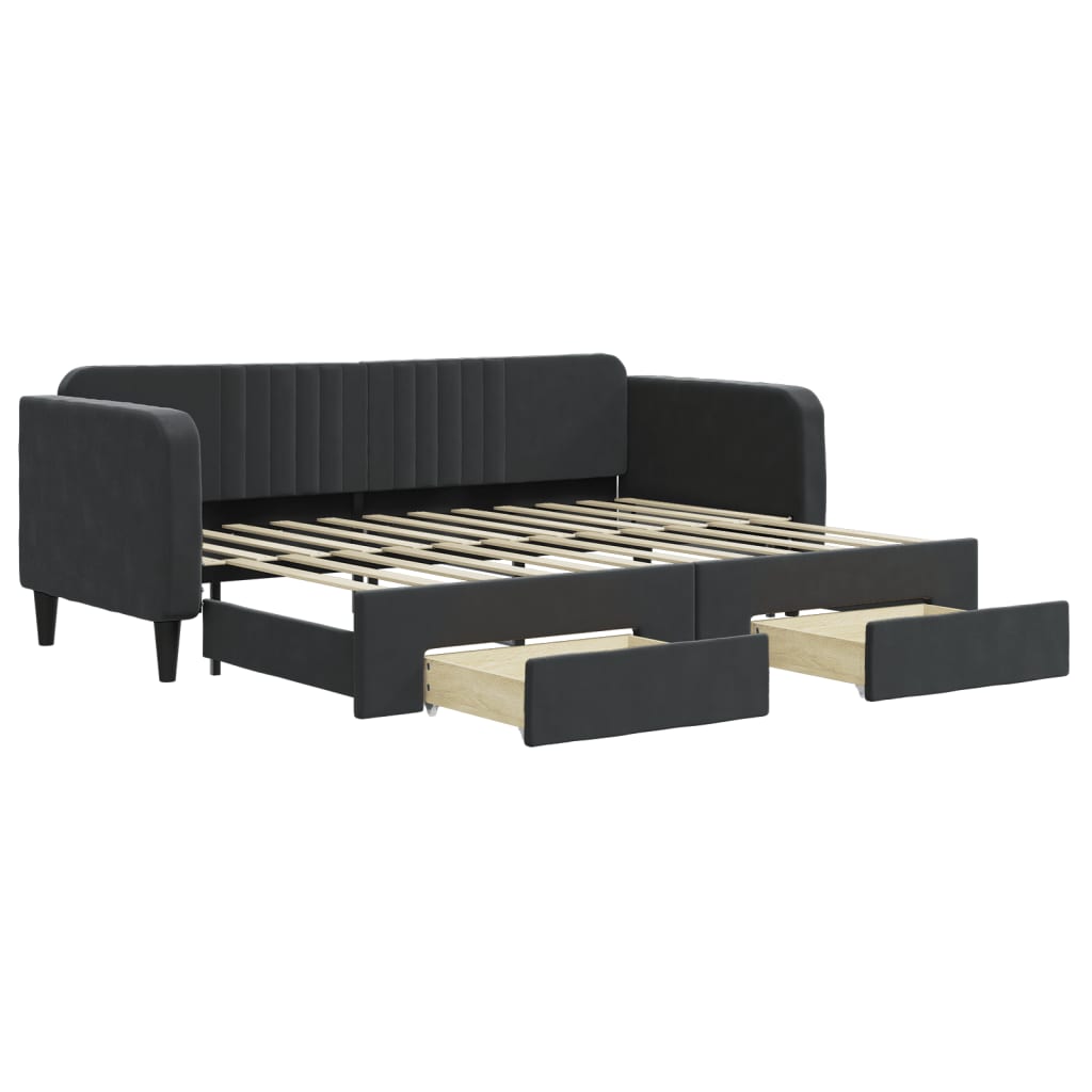 Lit de jour avec gigogne et tiroirs sans matelas noir 80x200 cm - XIOS