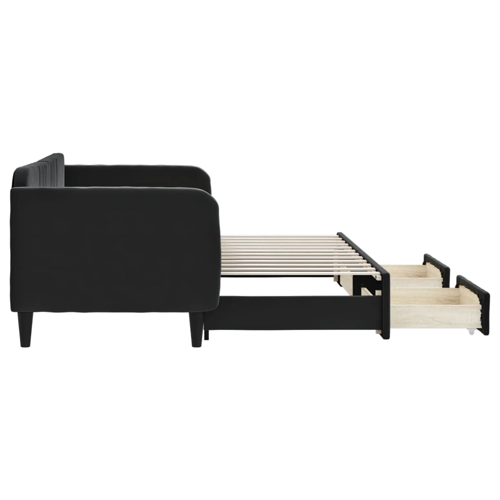 Lit de jour avec gigogne et tiroirs sans matelas noir 80x200 cm - XIOS