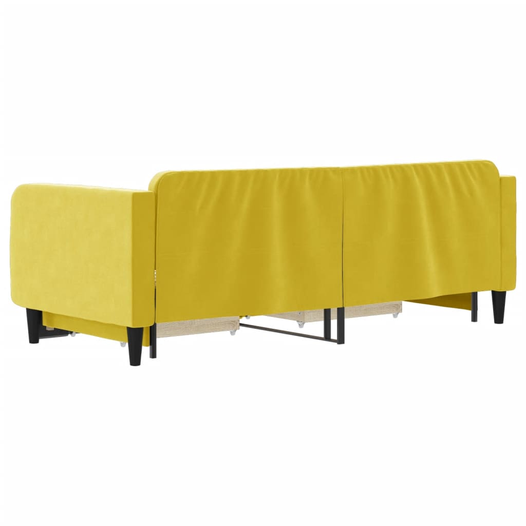Lit de jour avec gigogne et tiroirs jaune 90x200 cm velours - XIOS