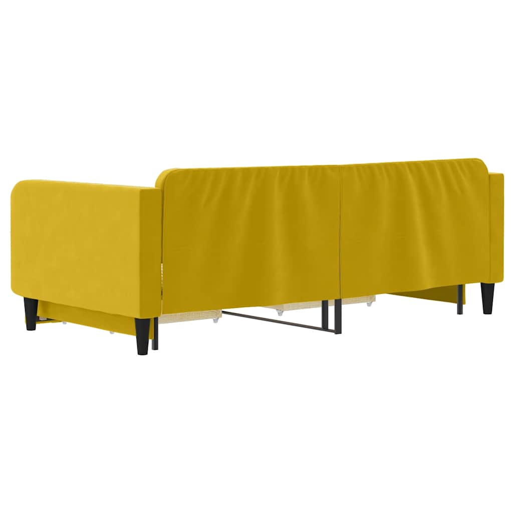Lit de jour avec gigogne et tiroirs jaune 100x200 cm velours