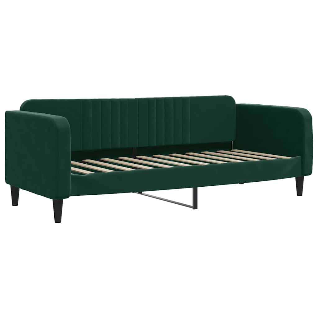 Lit de jour avec gigogne et tiroirs vert foncé 80x200cm velours