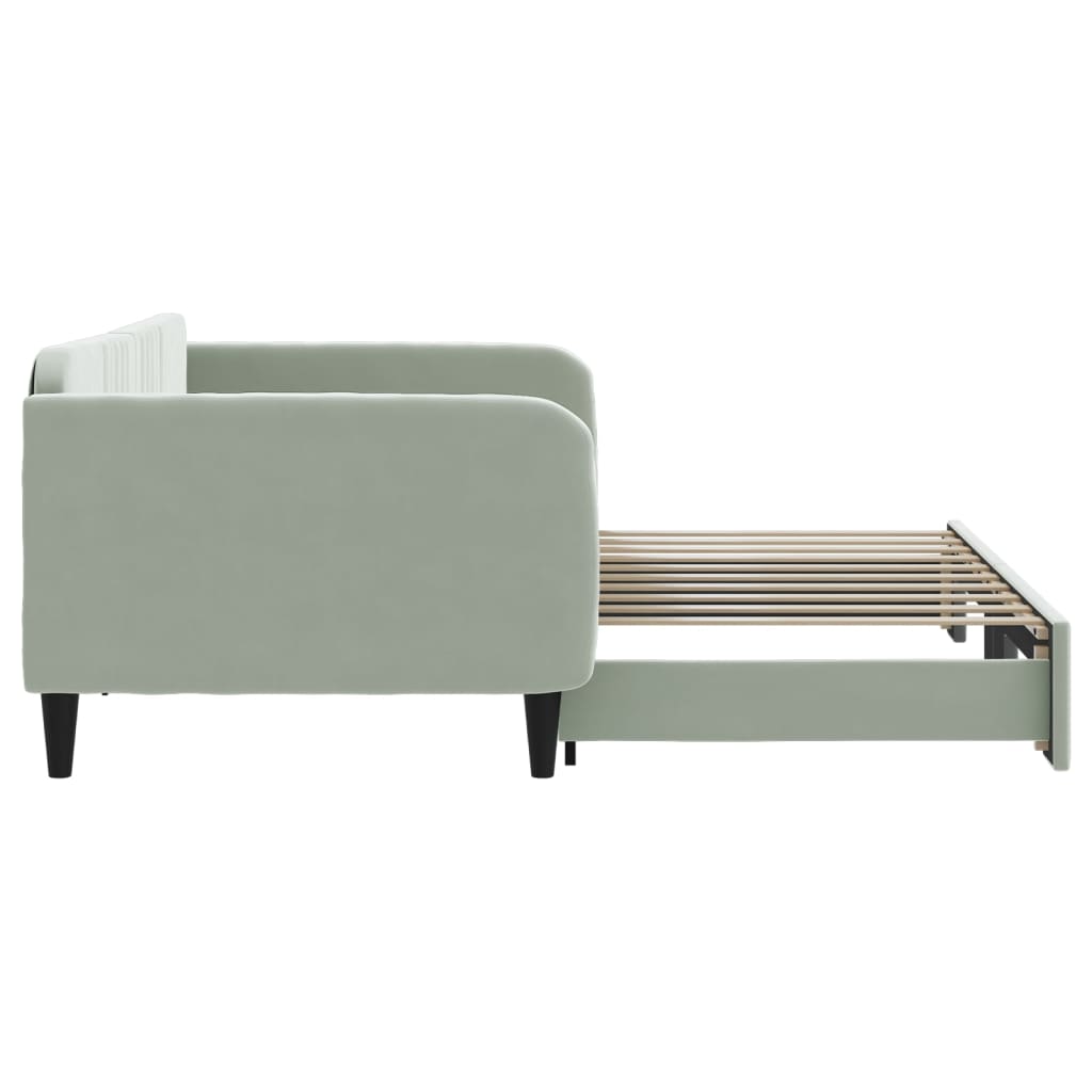 Lit de jour avec lit gigogne gris clair 100x190 cm velours - XIOS